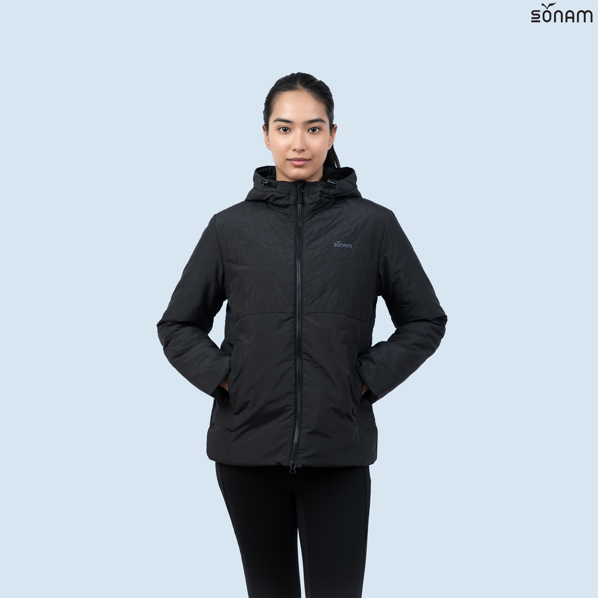 SONAM TSEZIN WOMEN'S RIBSTOP TAFFETA 75 GSM INSULATED JACKET WITH FUR (FW2025) #2737