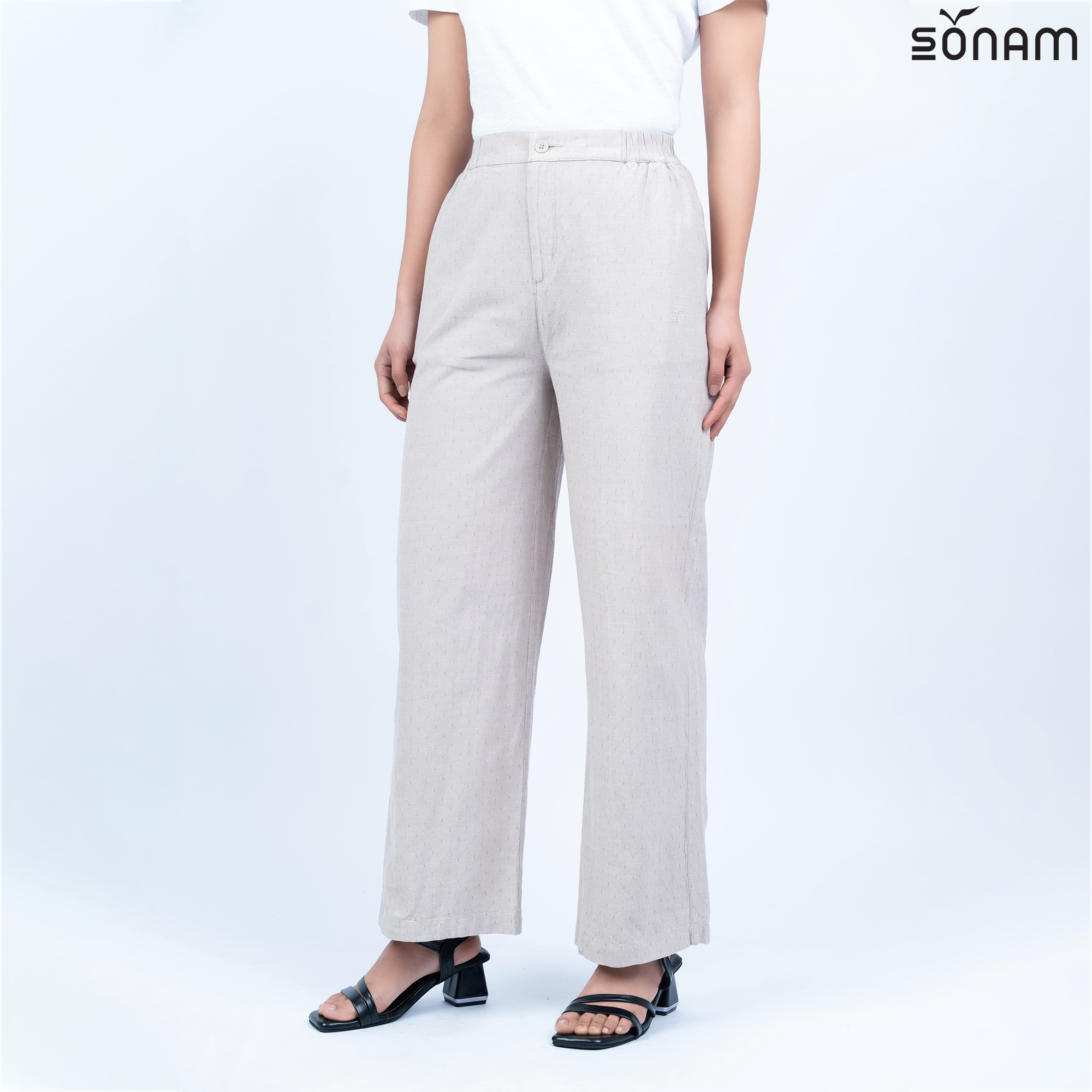 SONAM AQUILA WOMEN`S DOBBY CHAMBRAY PANT(SS2026) #2957