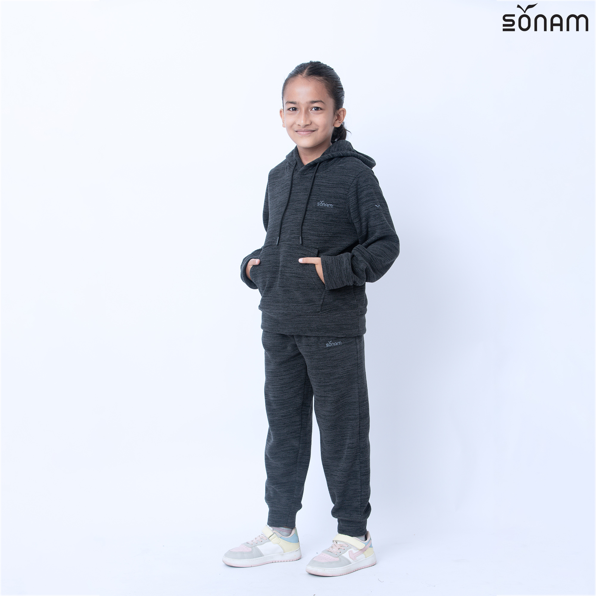 SONAM LEKI KID`S HEATHERED FLECE HOODE(FW202024)#2467