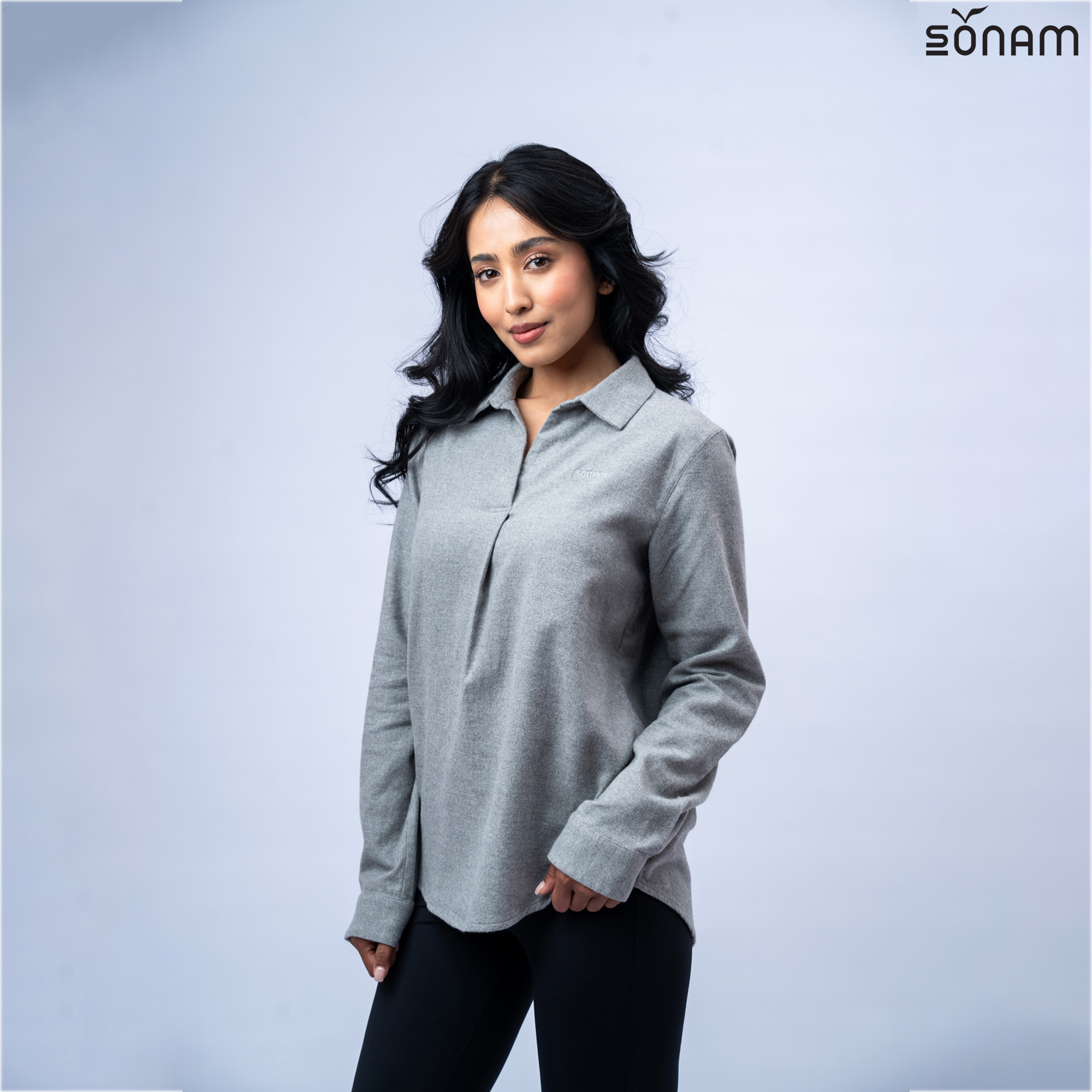 SONAM VEGA WOMEN'S MELANGE FLANNEL TOP (SS2026) #2834