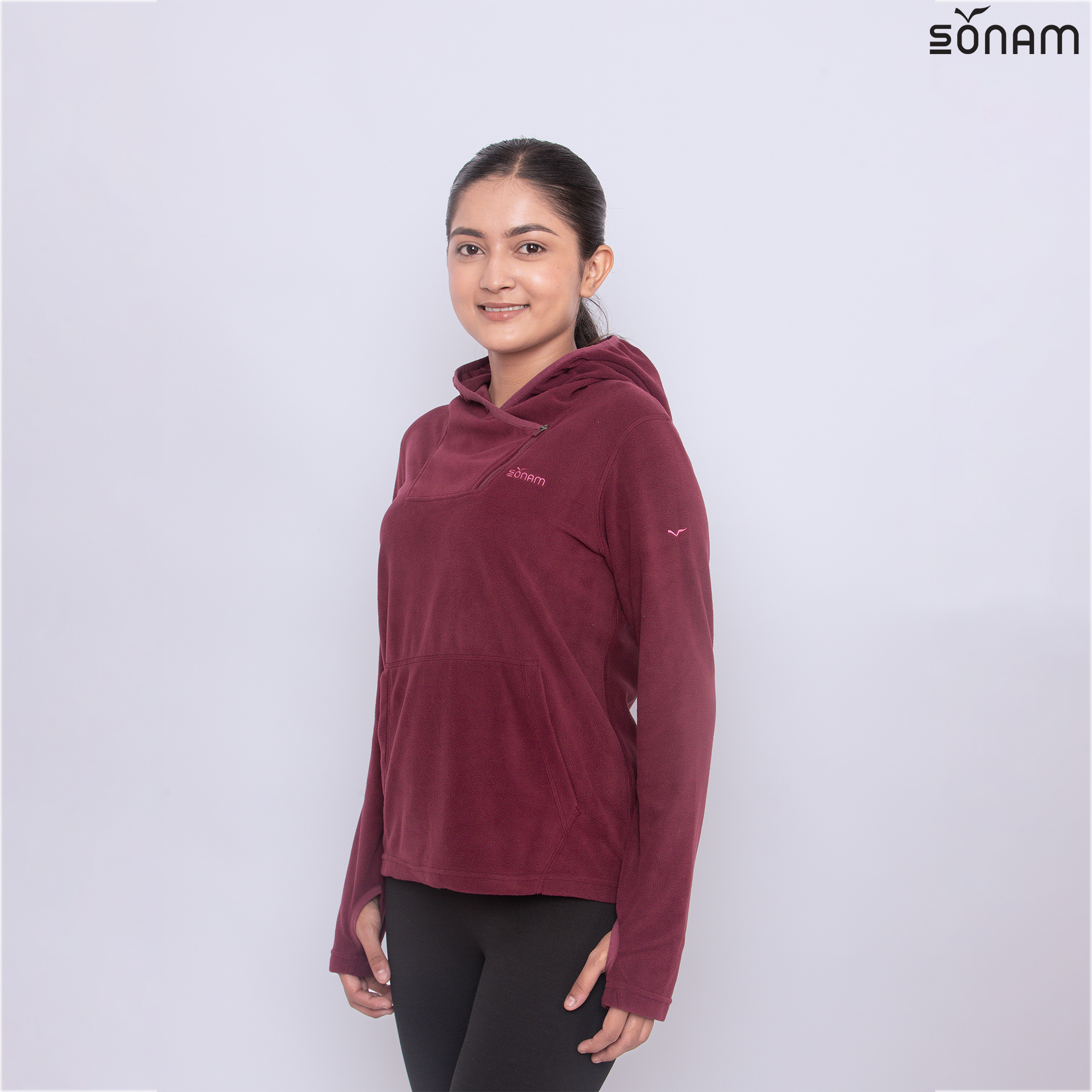 SONAM ASSAMA WOMEN'S HOODED THIN FLEECE MICROTOP (FW2024) #2444