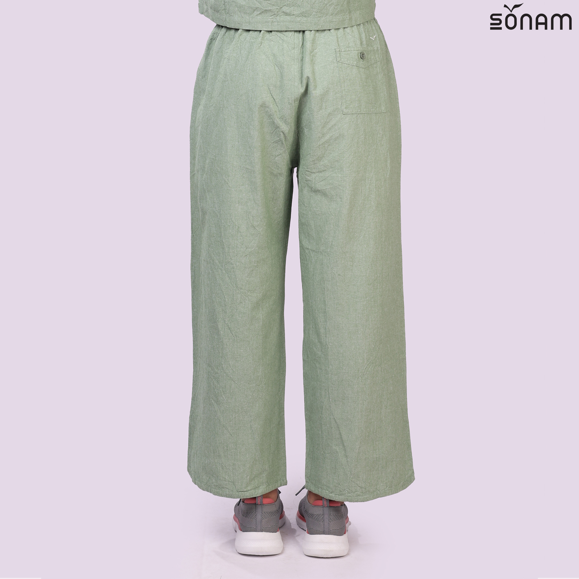 SONAM KHALYAL WOMEN'S CHAMBRAY WIDE LEG PANT (SS2025) #2574