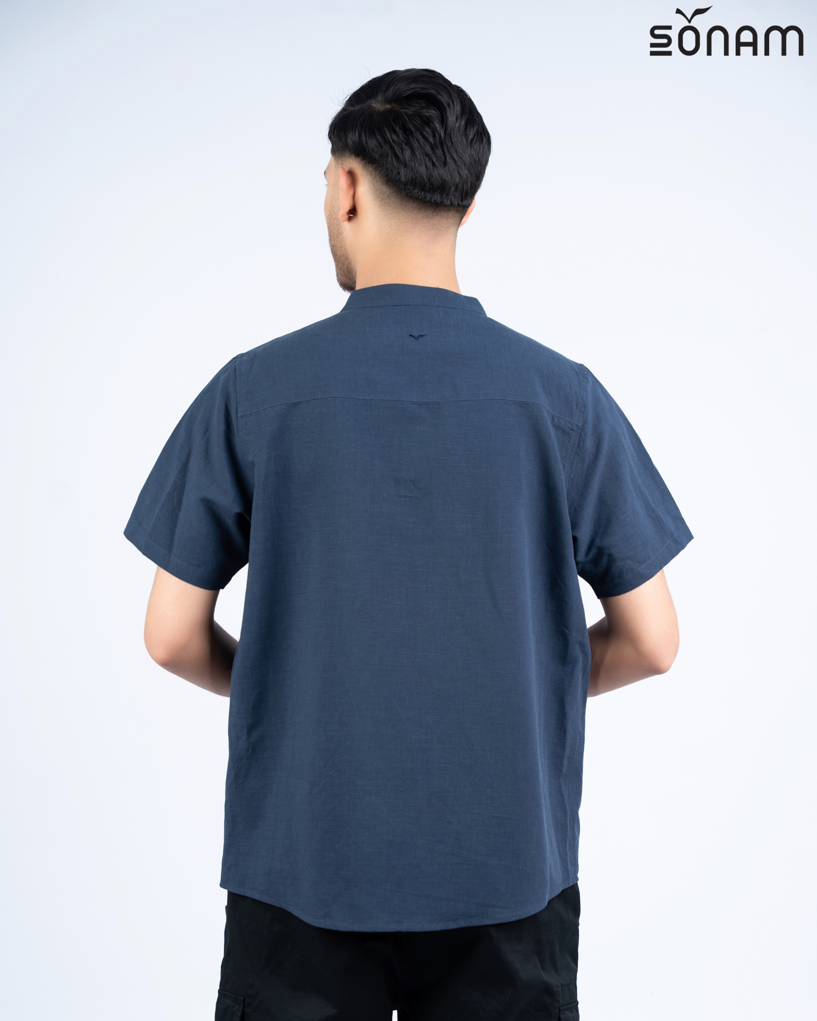 SONAM GYALWA MEN`S LINEN RAYON BLEND HALF SHIRT (SS2026) #2913 