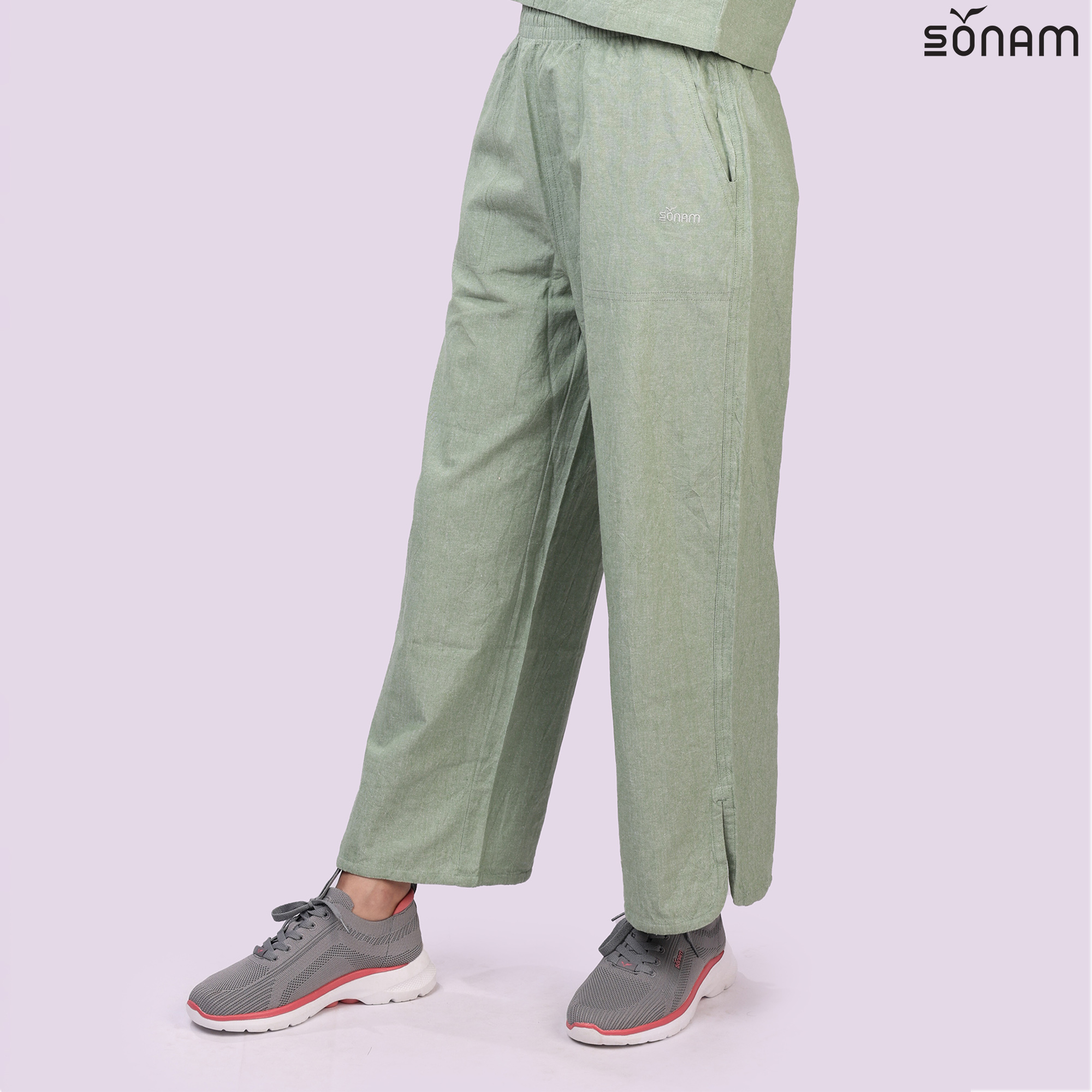 SONAM KHALYAL WOMEN'S CHAMBRAY WIDE LEG PANT (SS2025) #2574