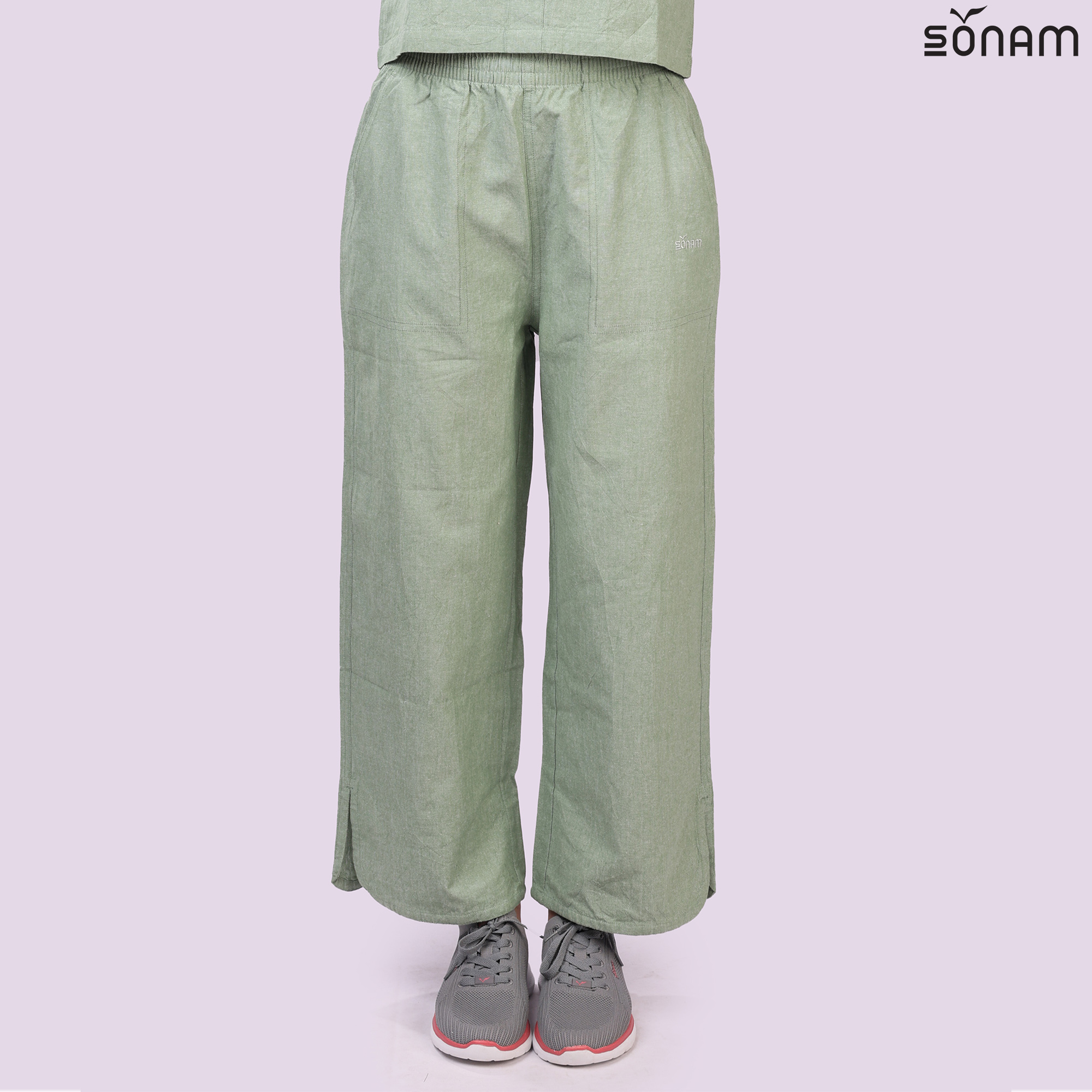 SONAM KHALYAL WOMEN'S CHAMBRAY WIDE LEG PANT (SS2025) #2574