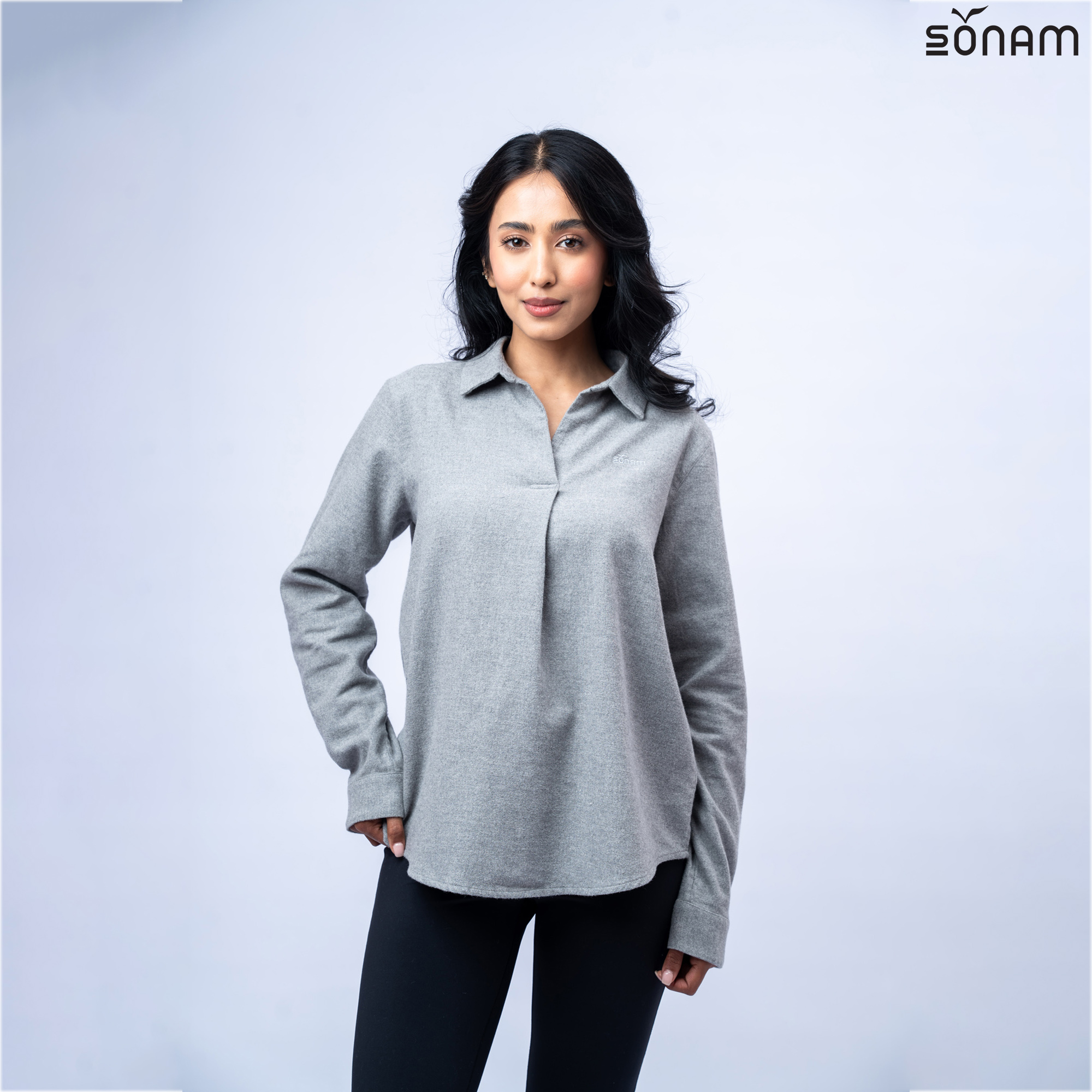 SONAM VEGA WOMEN'S MELANGE FLANNEL TOP (SS2026) #2834