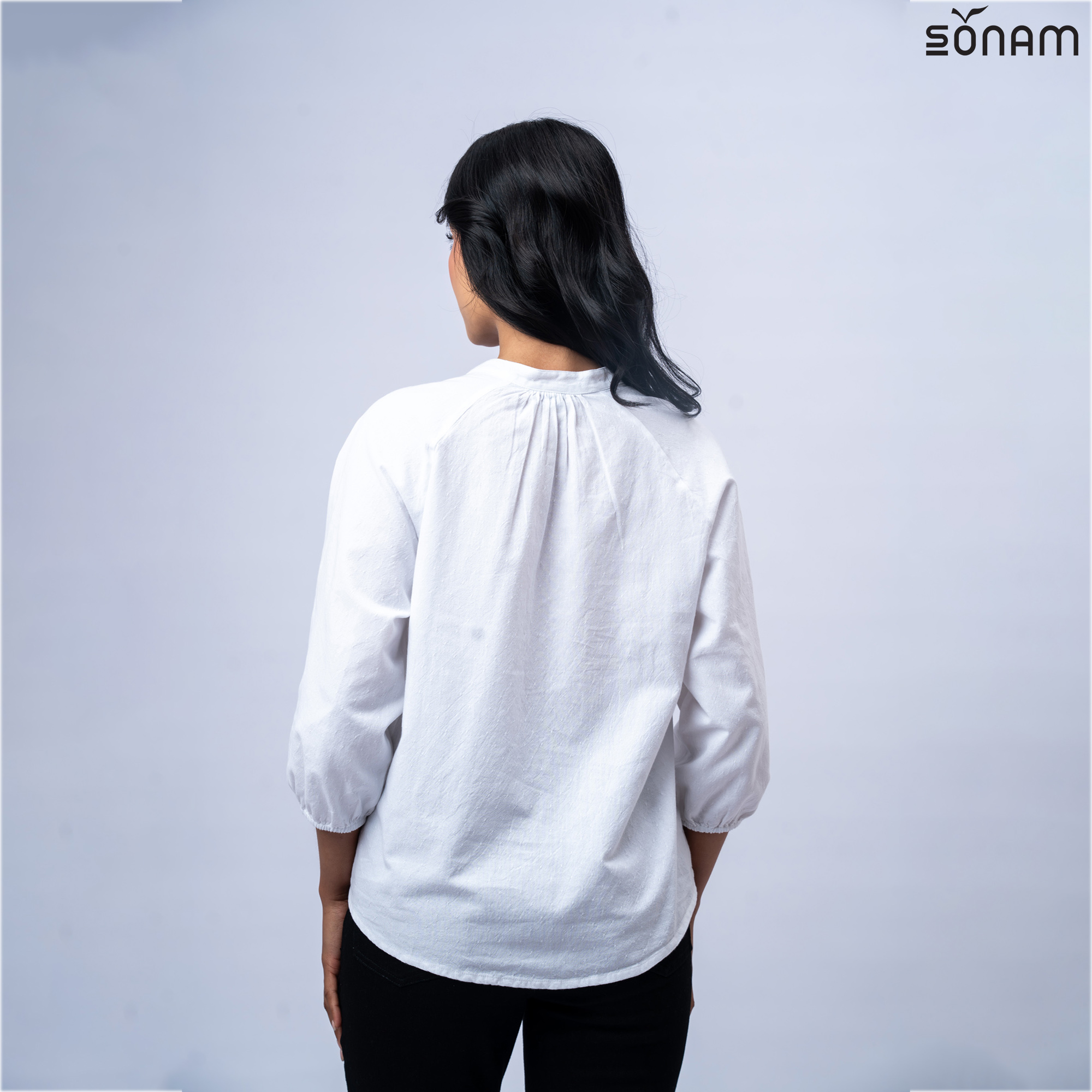 SONAM LYRA WOMEN'S DOBBY CHAMBRAY TOP (SS2026) #2888