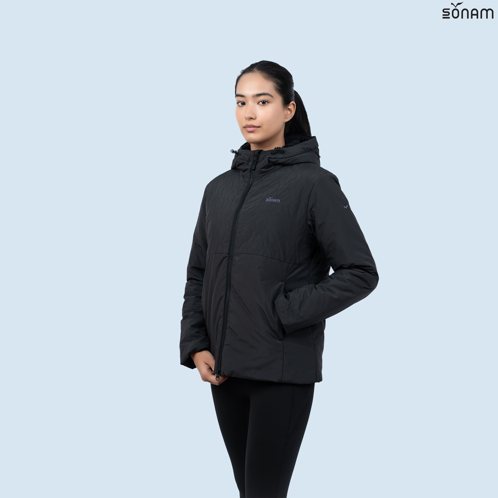 SONAM TSEZIN WOMEN'S RIBSTOP TAFFETA 75 GSM INSULATED JACKET WITH FUR (FW2025) #2737