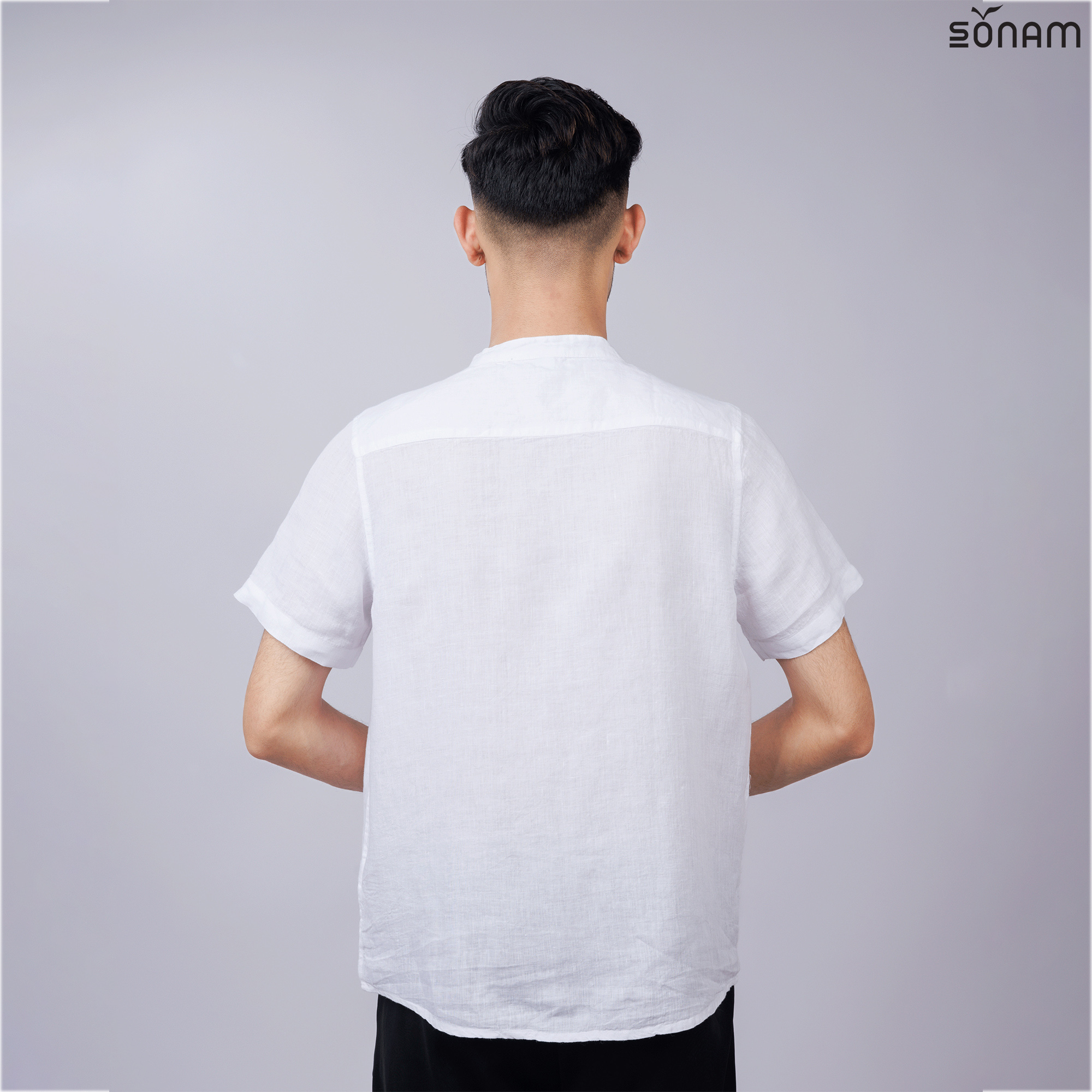 SONAM KITAR MEN'S DELAVE LINEN HALF SLEEVE SHIRT (SS2025) #2649