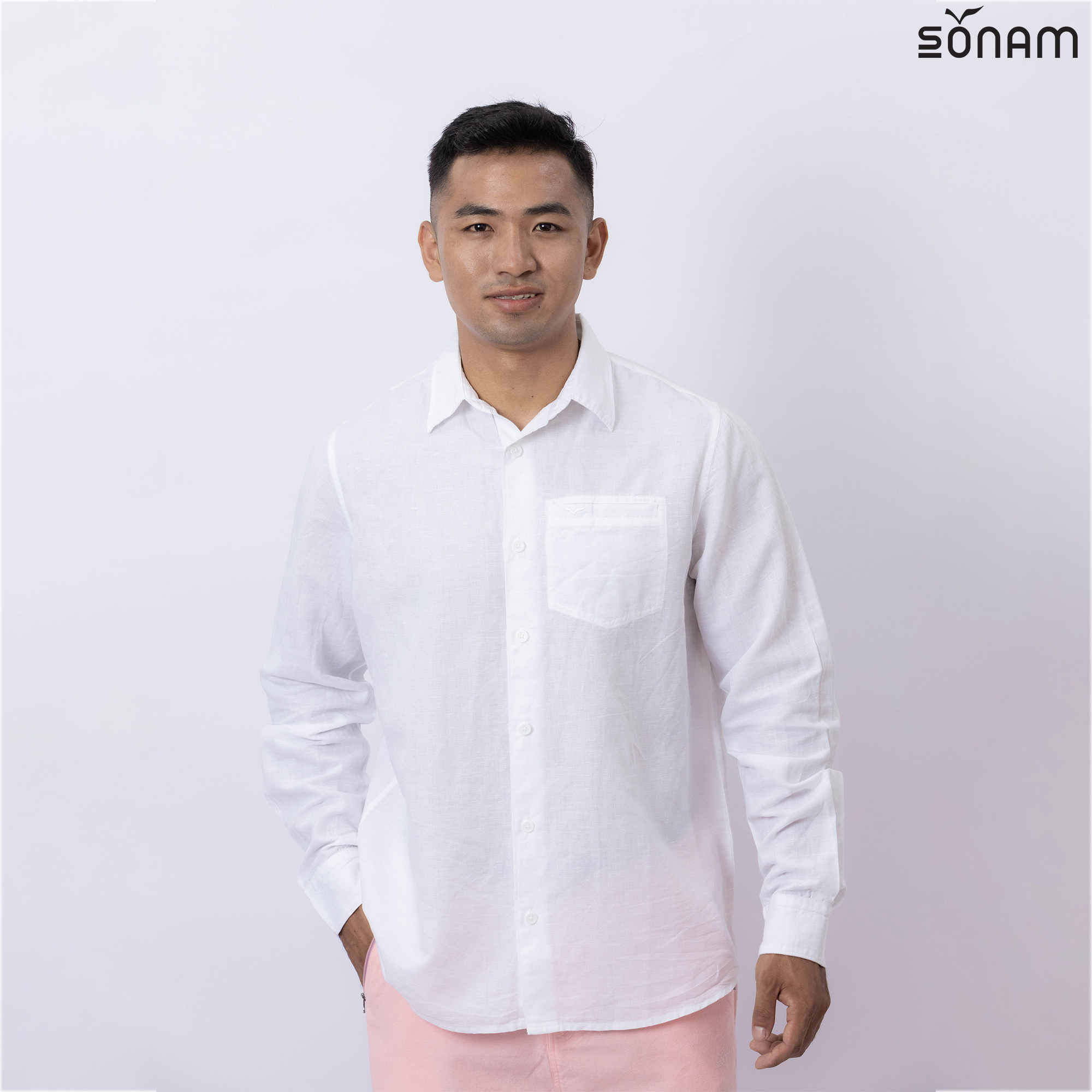 SONAM MICHEWA MEN'S LINEN SHIRT (SS2024) #2517