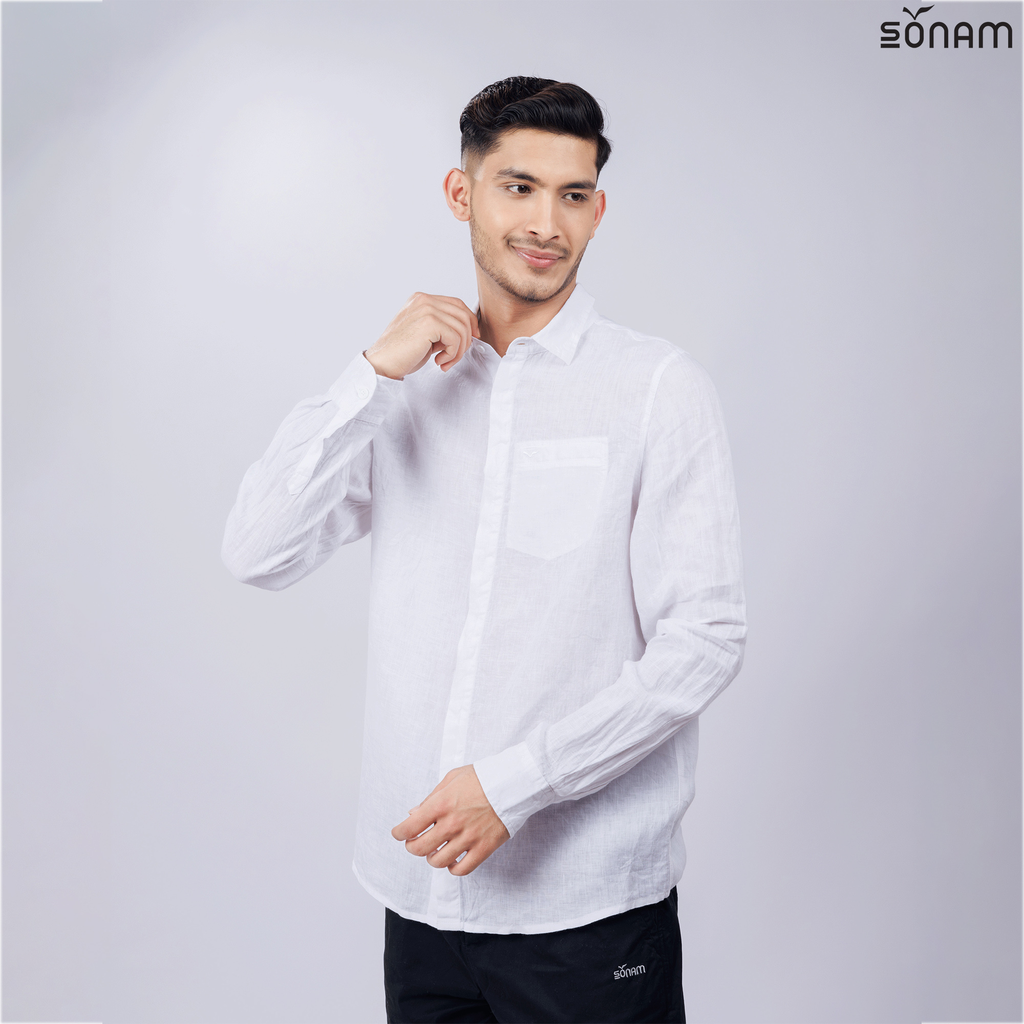SONAM PINTSO MEN'S DELAVE LINEN FULL SLEEVE SHIRT (SS2025) #2650