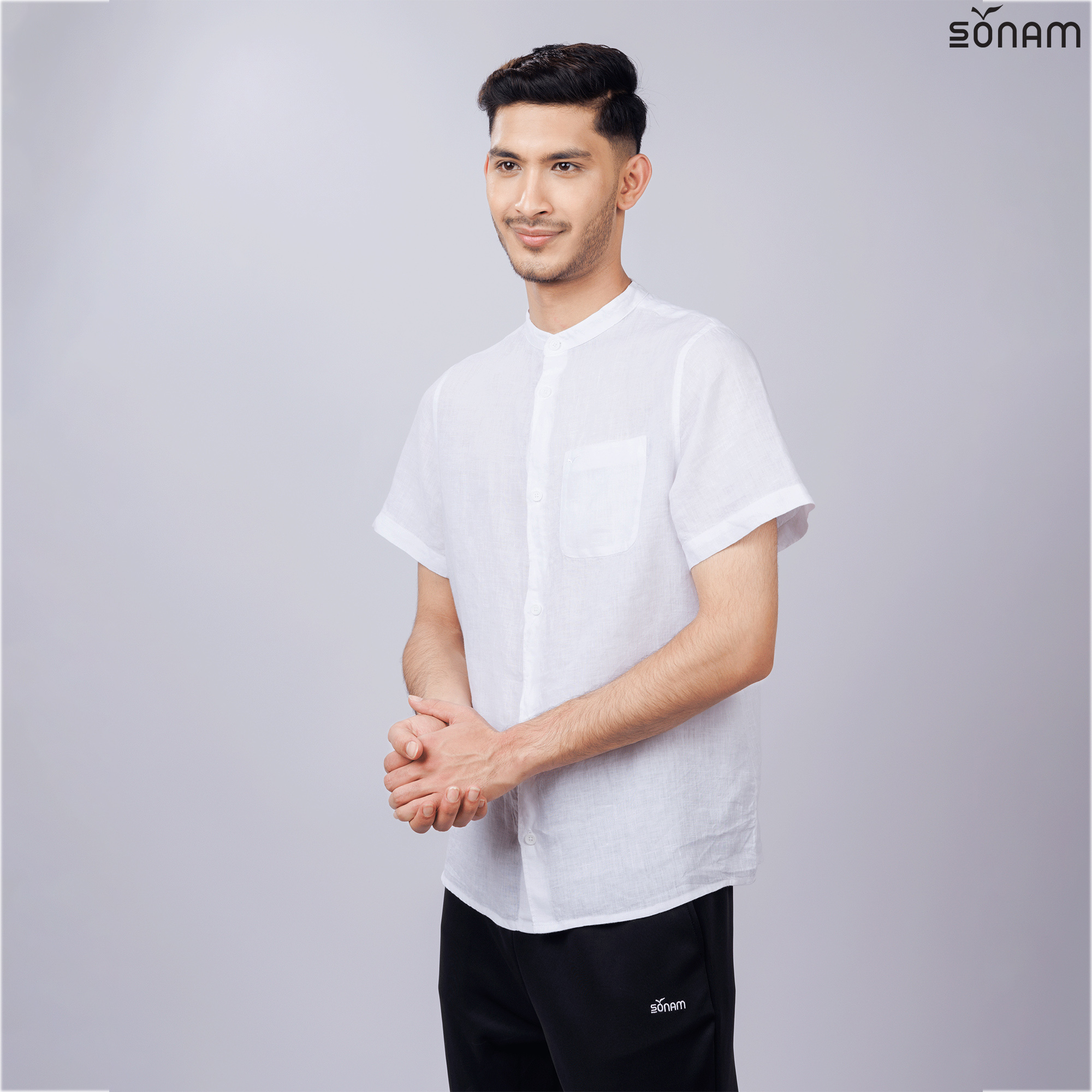 SONAM KITAR MEN'S DELAVE LINEN HALF SLEEVE SHIRT (SS2025) #2649