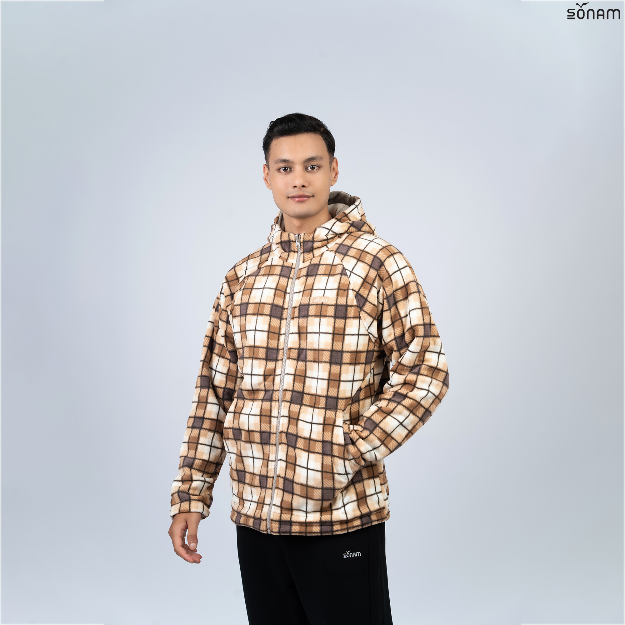 SONAM LEKSHYA MEN'S PLAID FLEECE REVERSIBLE JACKET (FW2025) #2487