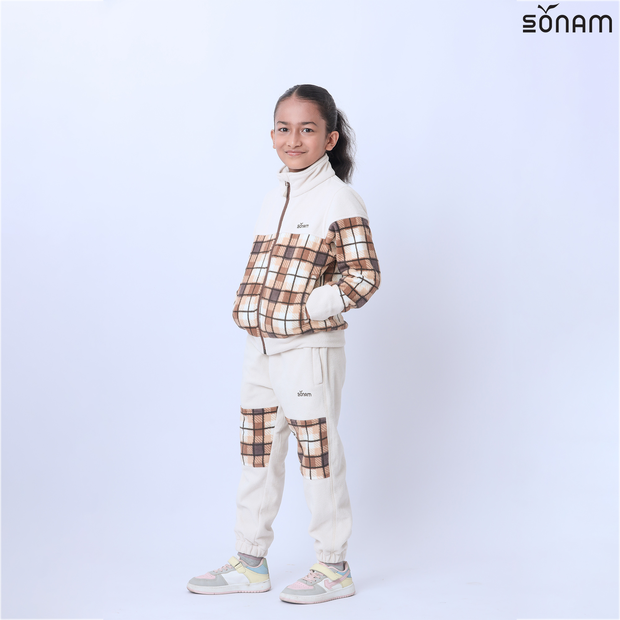 SONAM NORSANG PLAID FLEECE POP KID'S JACKET (FW2024) #2483