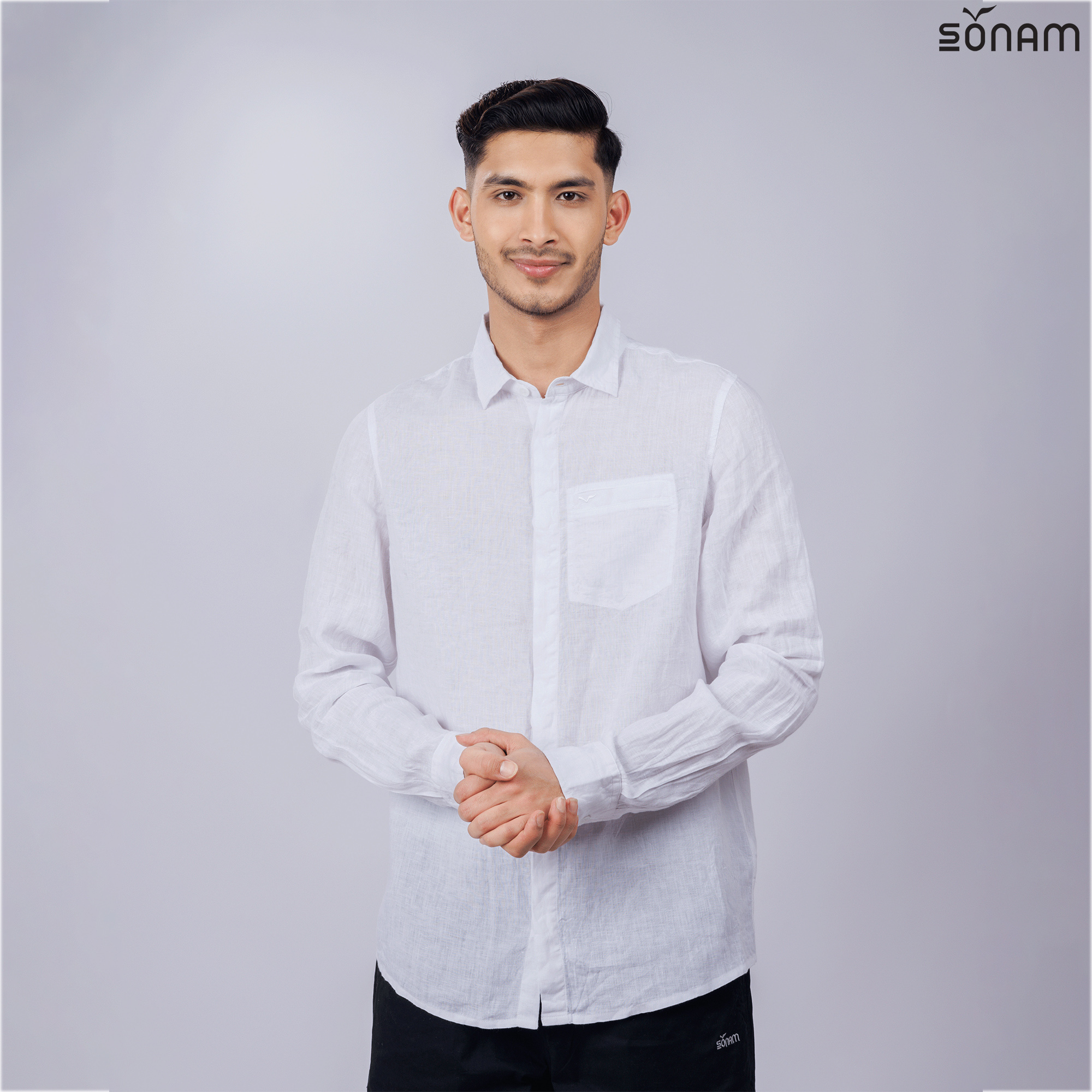 SONAM PINTSO MEN'S DELAVE LINEN FULL SLEEVE SHIRT (SS2025) #2650