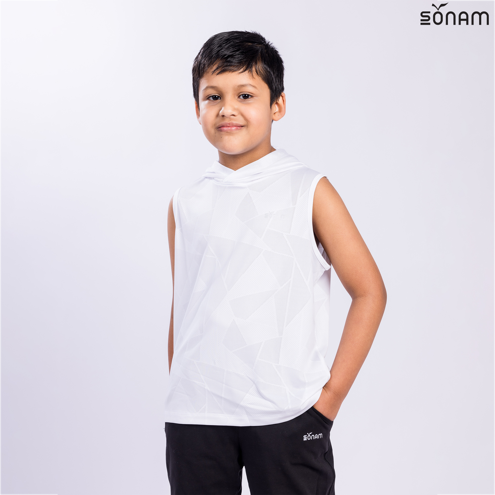 SONAM NAYAL KID'S SELF PRINT SLEEVELESS HOOD (SS2025) #2592