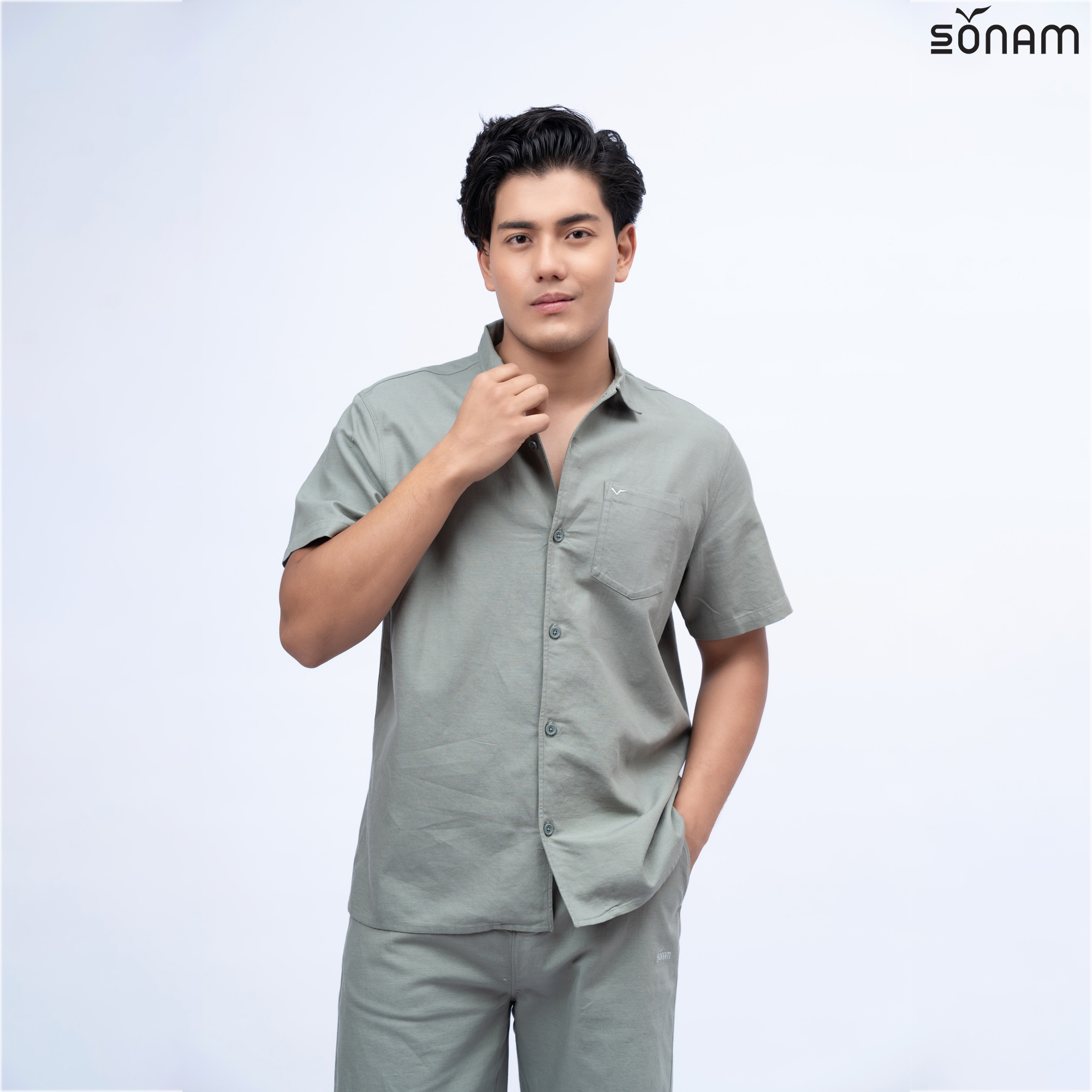 SONAM WANGCHEN MEN'S LINEN BLEND CASUAL SHIRT (SS2026) #2894