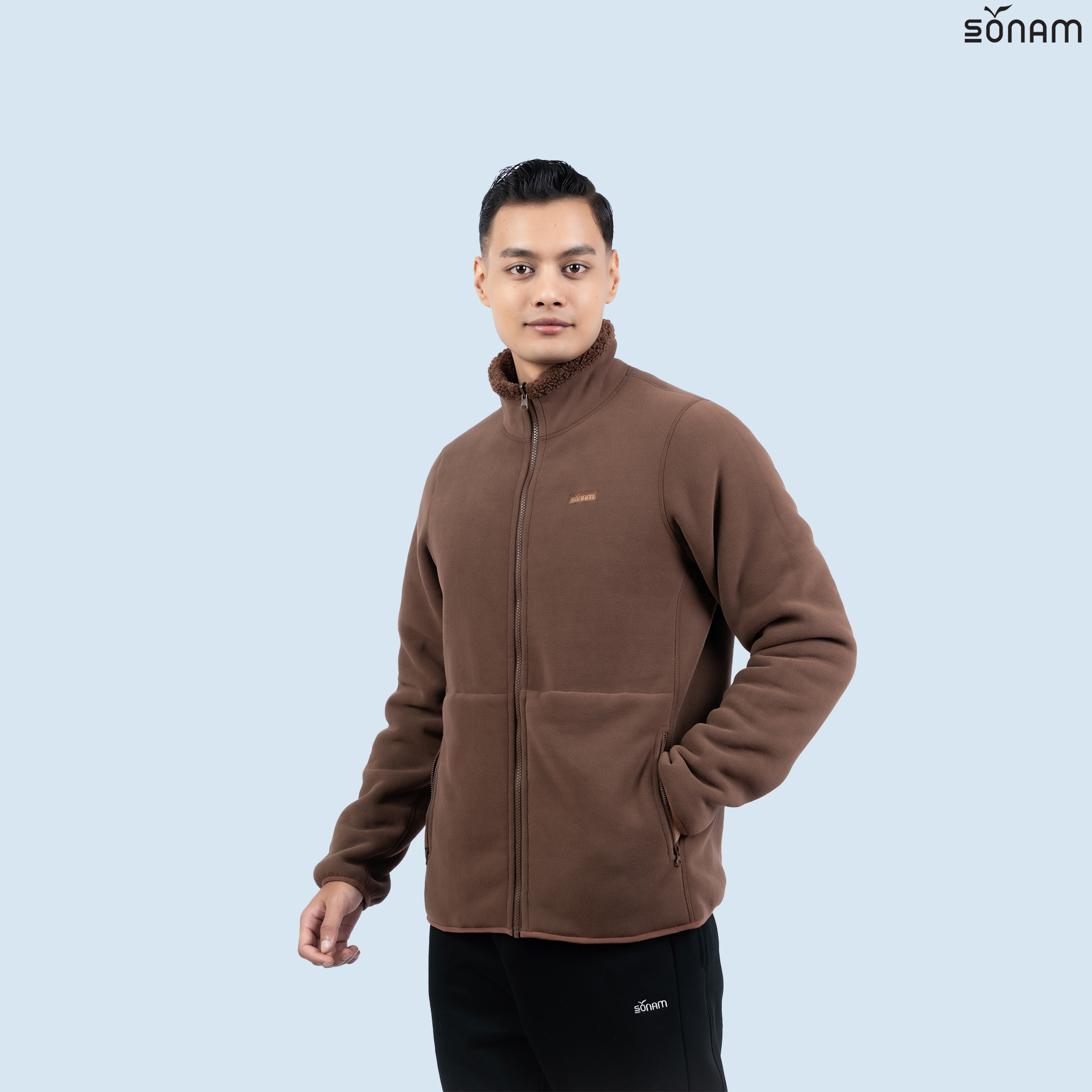 SONAM NORPHEL MEN'S REVERSIBLE TWO WAY FUR & FLEECE JACKET (FW2025) #2744