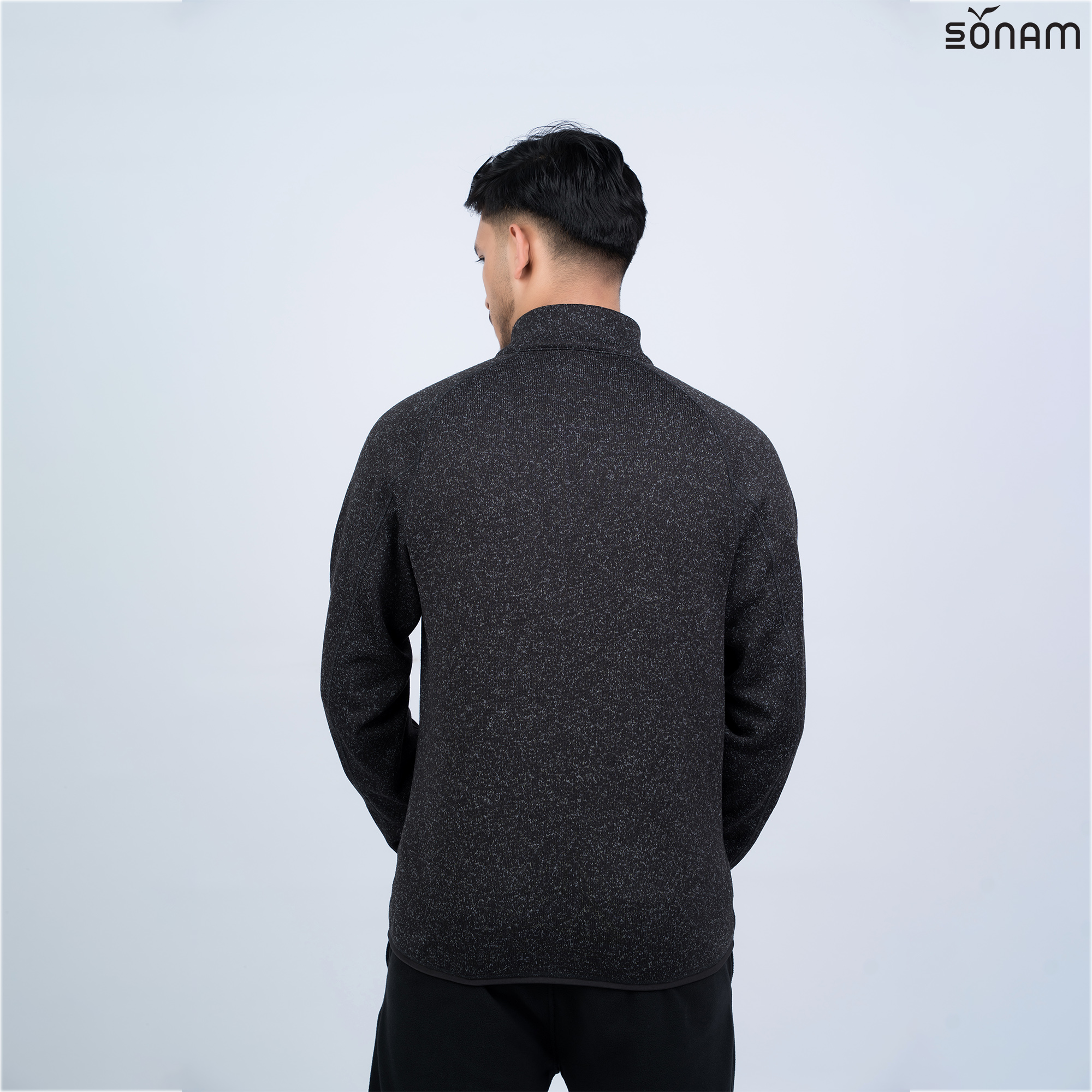 SONAM TYRO MEN'S MELANGED BRUSHED KNIT ACCENT ZIPPER JACKET (FW2026) #2964