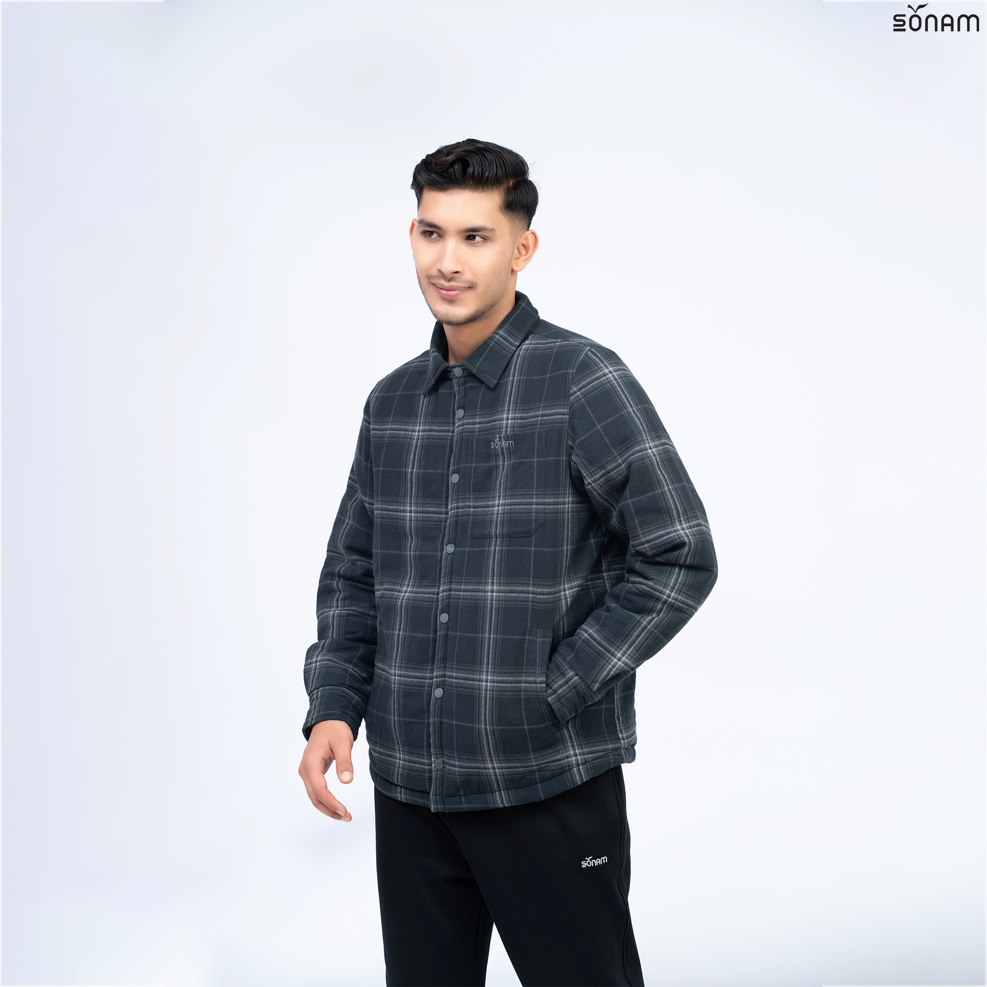 SONAM NULLU MEN'S FLANNEL REVERSIBLE 150 GSM PADDED SHACKET (FW2025) #2470