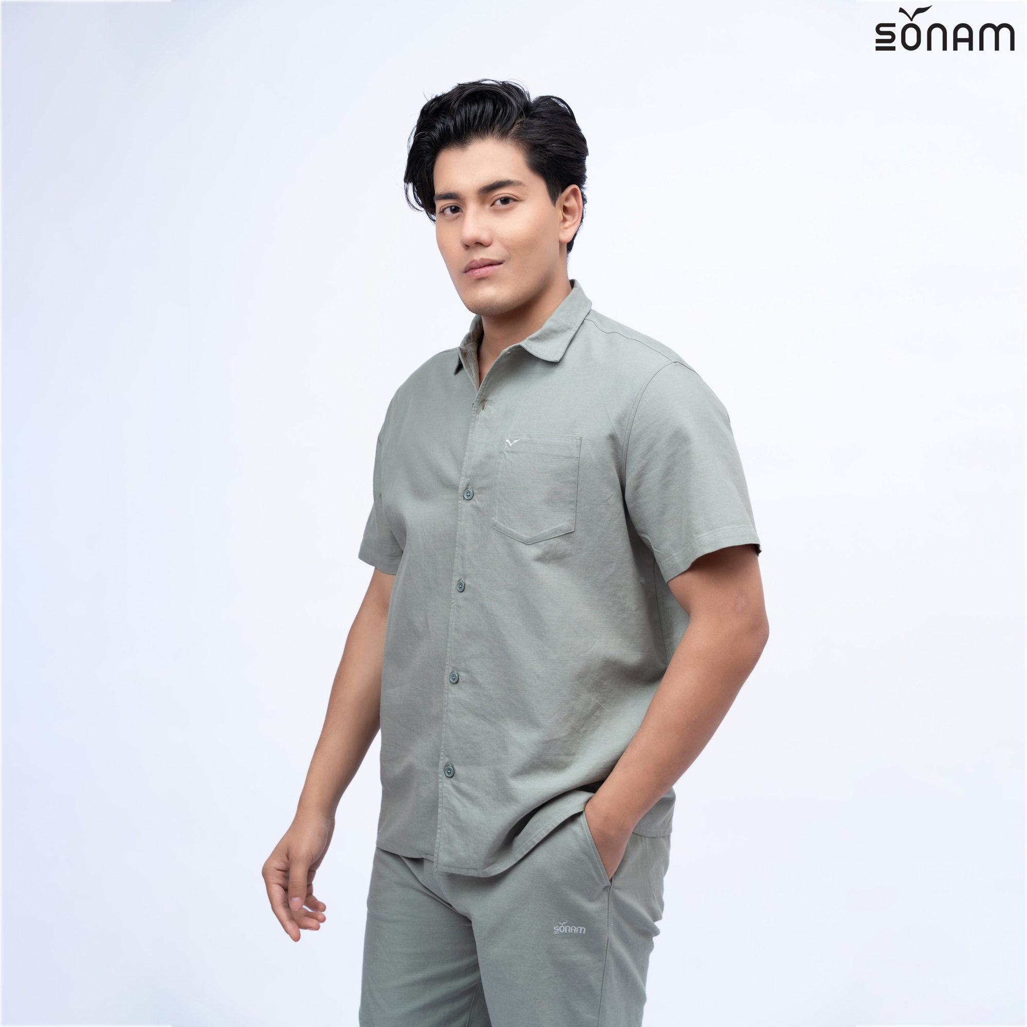 SONAM WANGCHEN MEN'S LINEN BLEND CASUAL SHIRT (SS2026) #2894