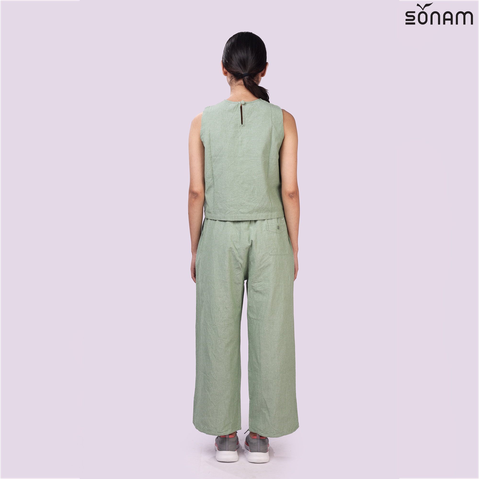 SONAM KHALYAL WOMEN'S CHAMBRAY WIDE LEG PANT (SS2025) #2574