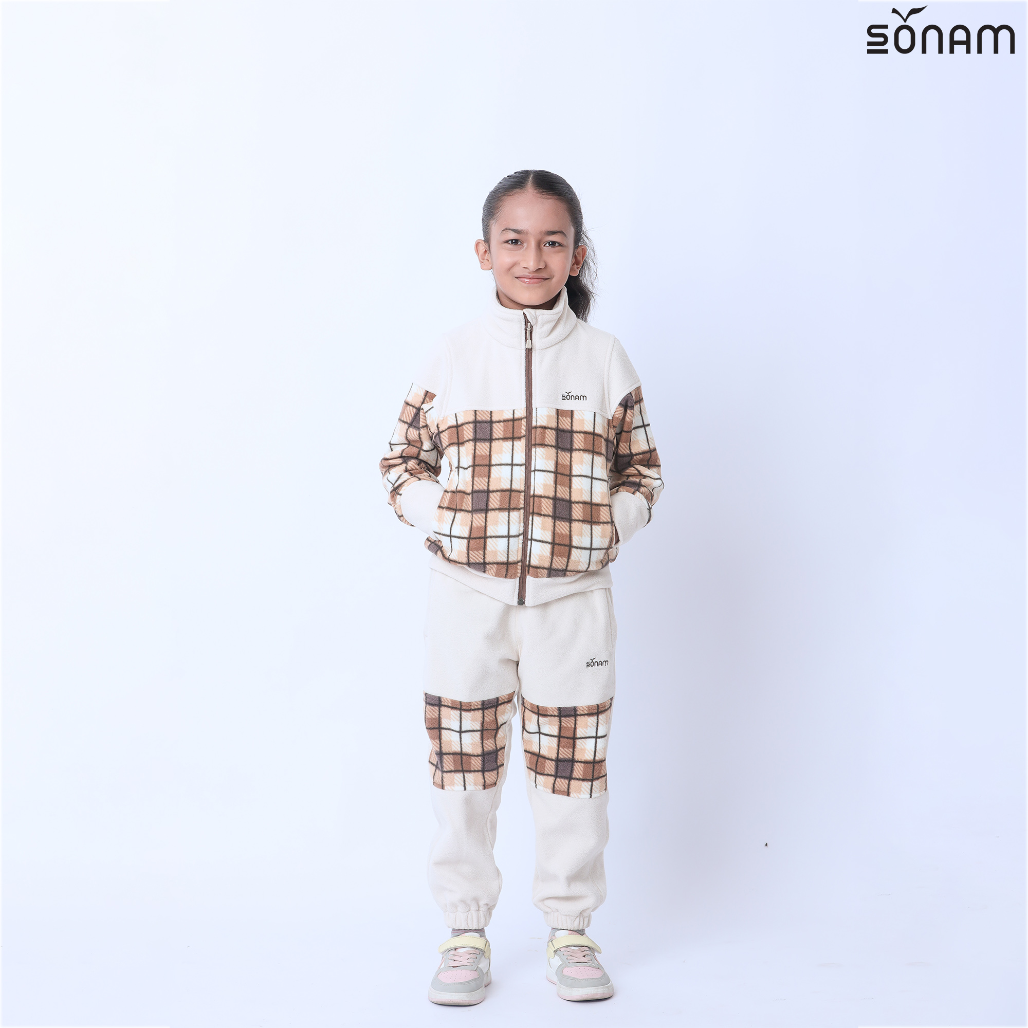 SONAM NORSANG PLAID FLEECE POP KID'S JACKET (FW2024) #2483