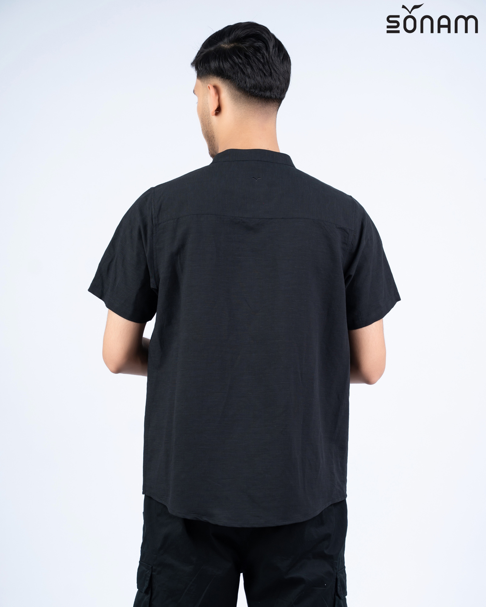 SONAM GYALWA MEN`S LINEN RAYON BLEND HALF SHIRT (SS2026) #2913 A