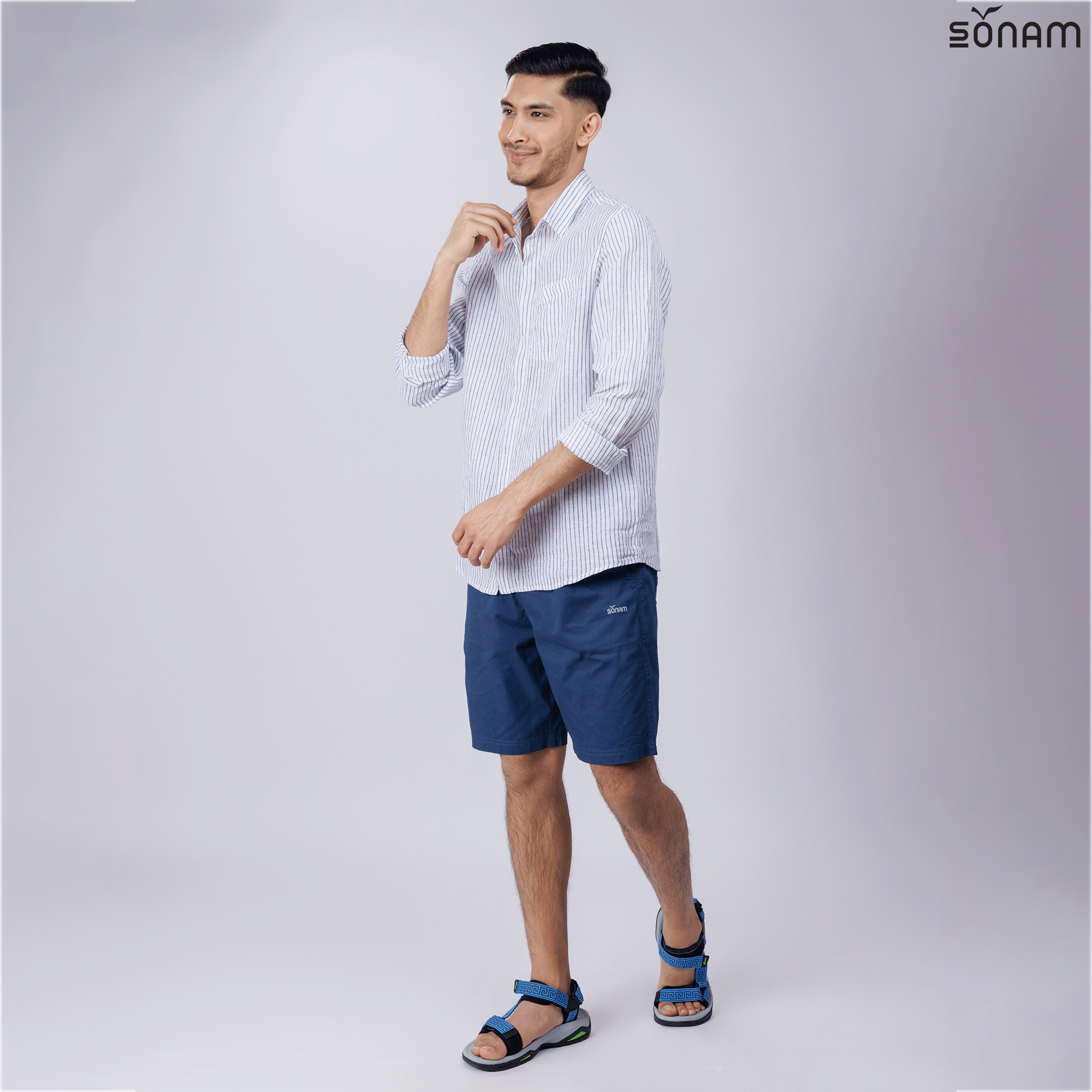 SONAM KUSANG MEN'S STRIPE DELAVE LINEN FULL SLEEVE SHIRT (SS2025) #2678