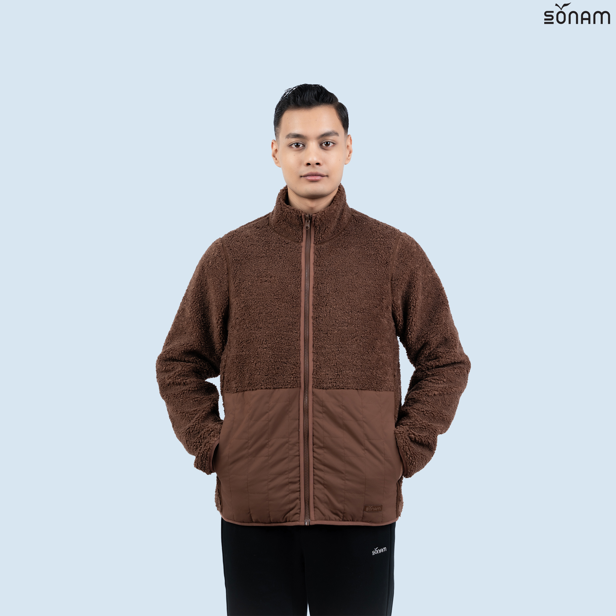 SONAM NORPHEL MEN'S REVERSIBLE TWO WAY FUR & FLEECE JACKET (FW2025) #2744