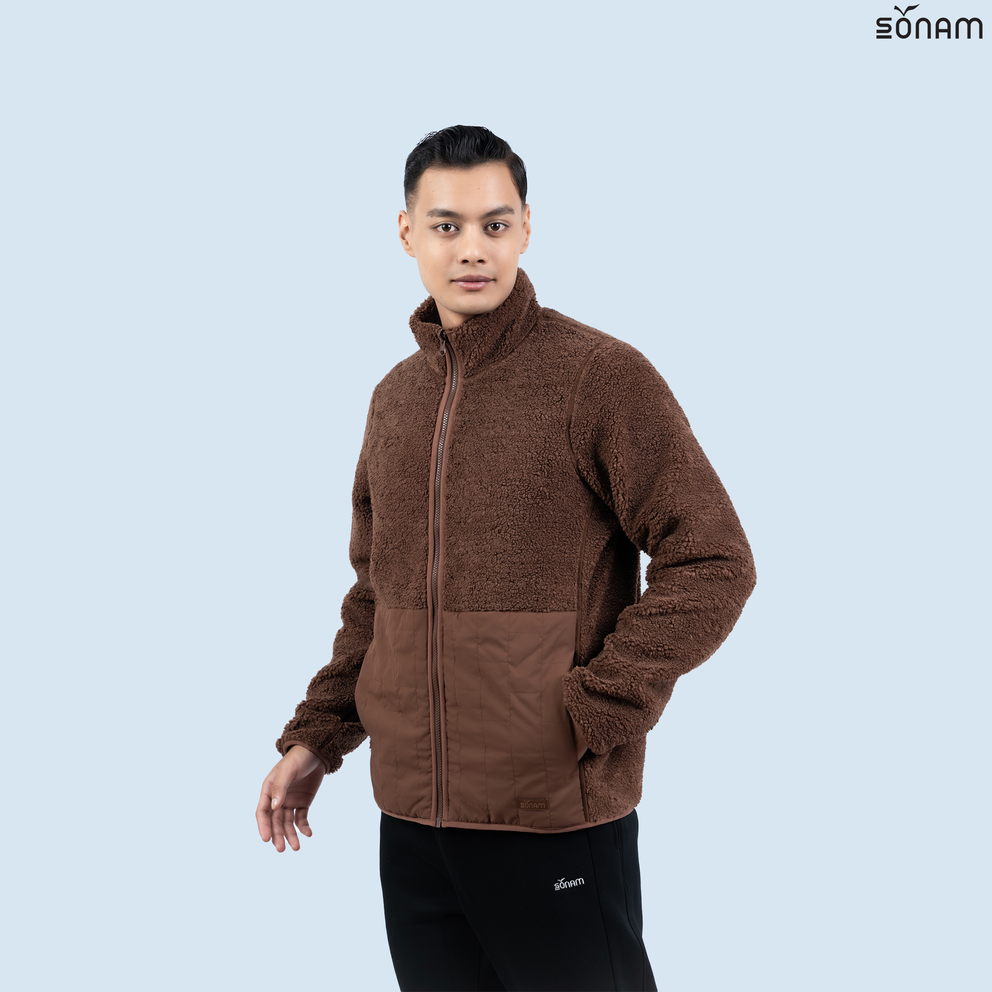 SONAM NORPHEL MEN'S REVERSIBLE TWO WAY FUR & FLEECE JACKET (FW2025) #2744