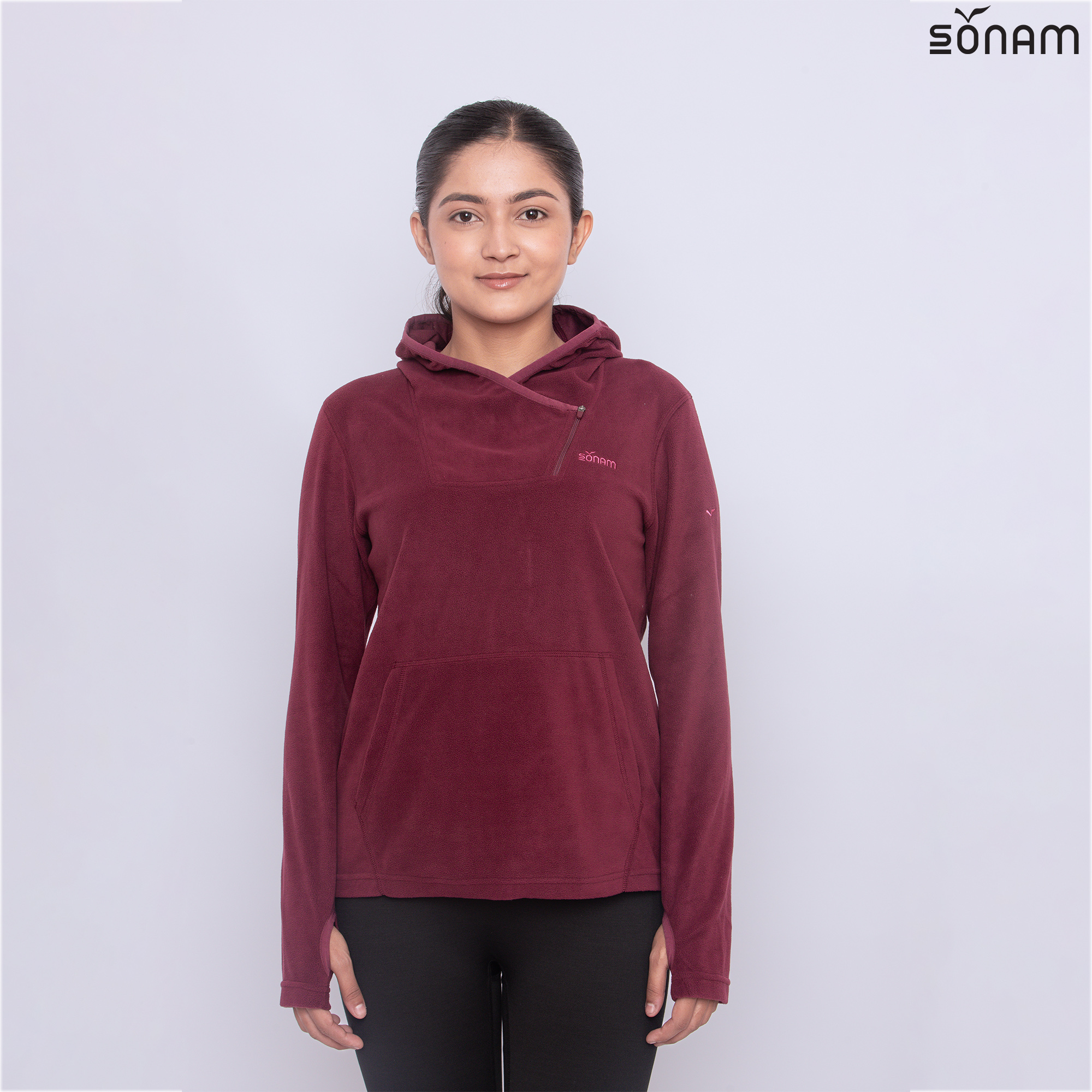 SONAM ASSAMA WOMEN'S HOODED THIN FLEECE MICROTOP (FW2024) #2444