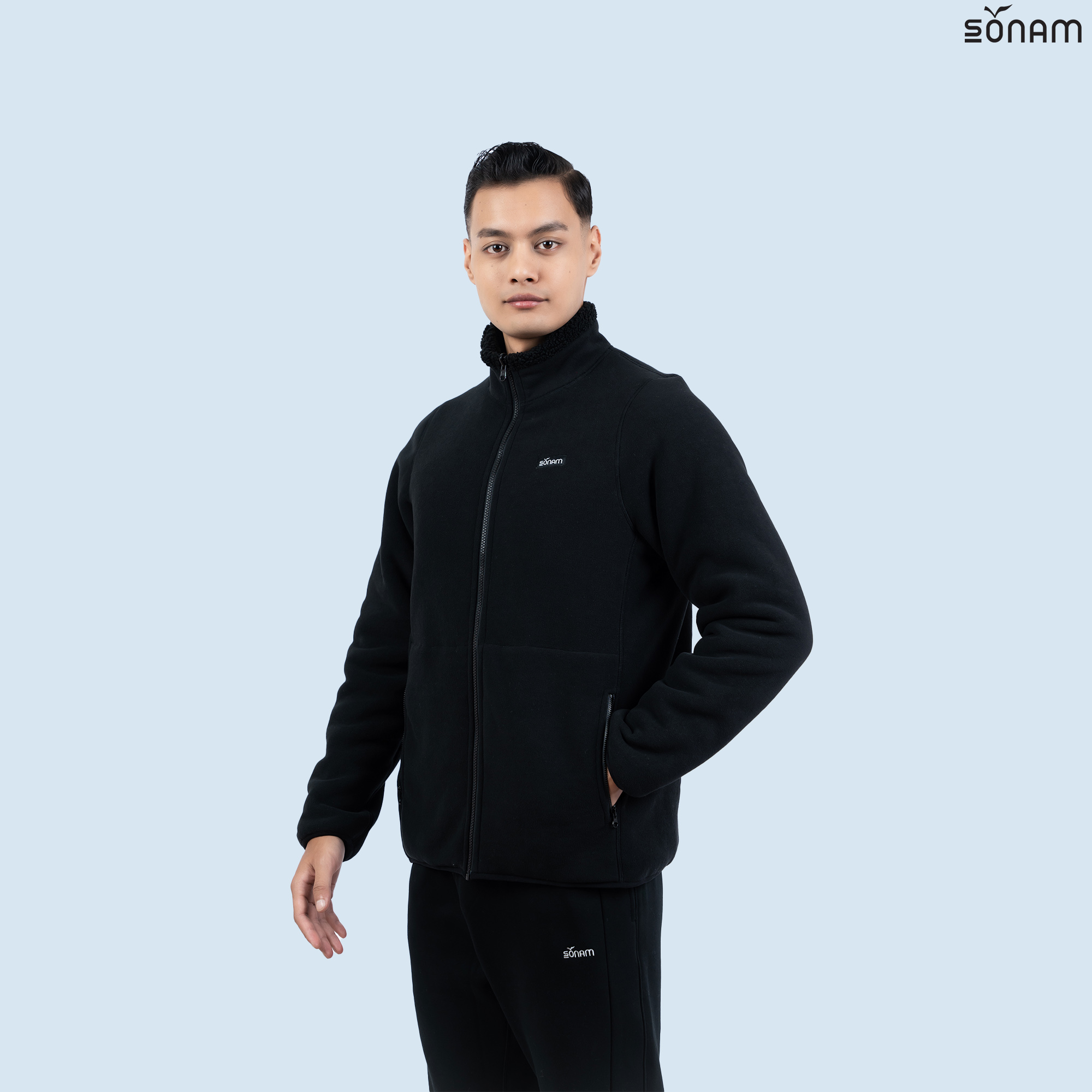 SONAM NORPHEL MEN'S REVERSIBLE TWO WAY FUR & FLEECE JACKET (FW2025) #2744