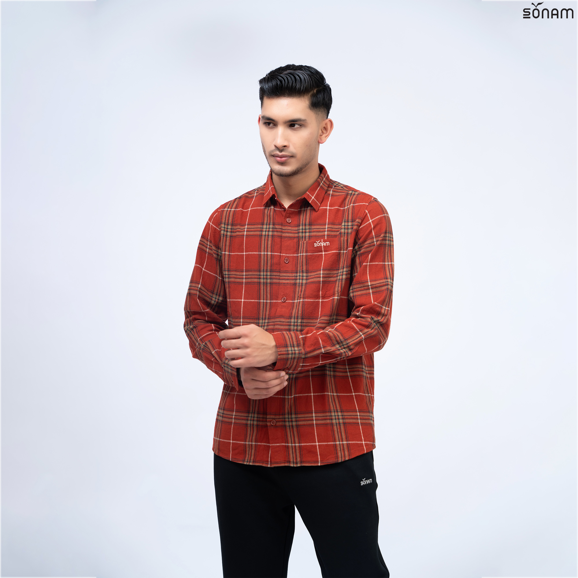 SONAM DAWA MEN'S PLAID FLANNEL SHIRT (FW2025) #2469