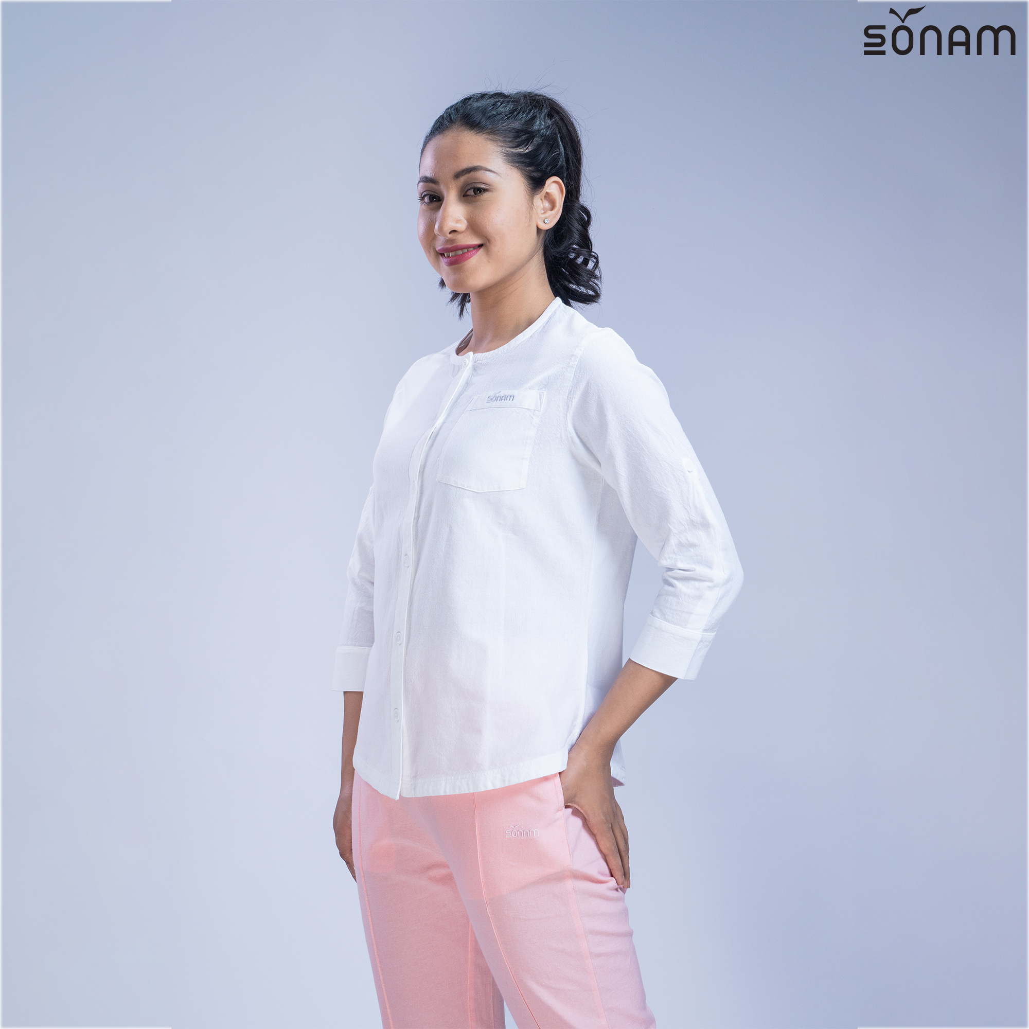 SONAM YARSU WOMEN'S CHAMBRAY FULL SLEEVE SHIRT (SS2024) #2338